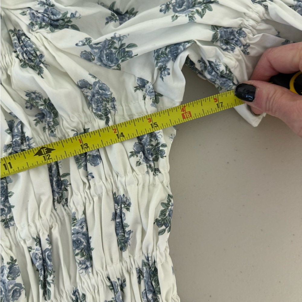 Antonio Melani Blue Floral Smocked Midi Dress NWT Size 12 Cottagecore - Picture 9 of 14